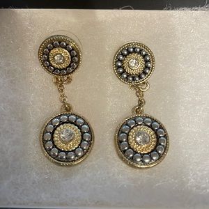 Silver and gold dangly earrings